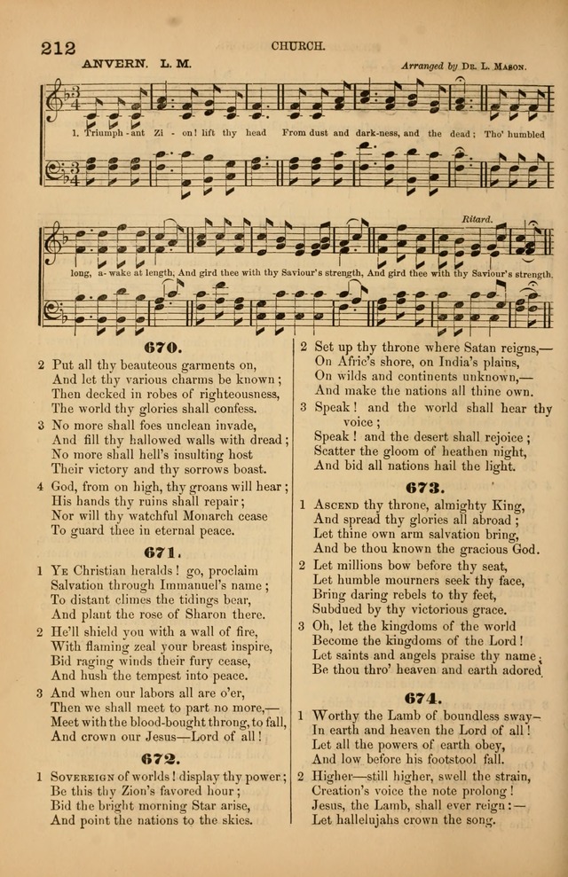 Songs of the Church: or, hymns and tunes for Christian worship page 212