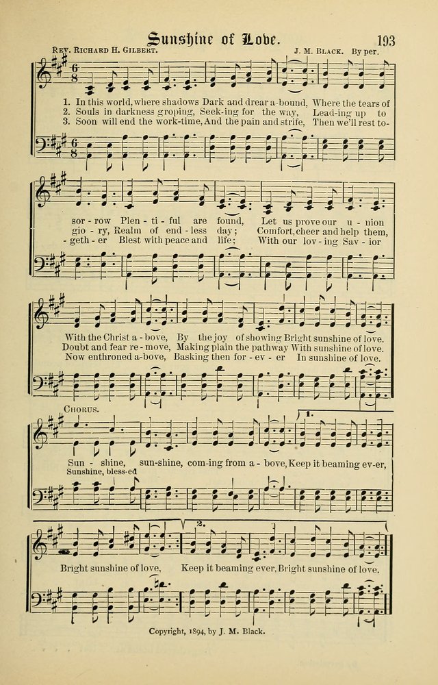 Songs of the Peacemaker: a collection of sacred songs and hymns for use in all services of the church, Sunday-school, home circle, and all kinds of evangelistic work page 193