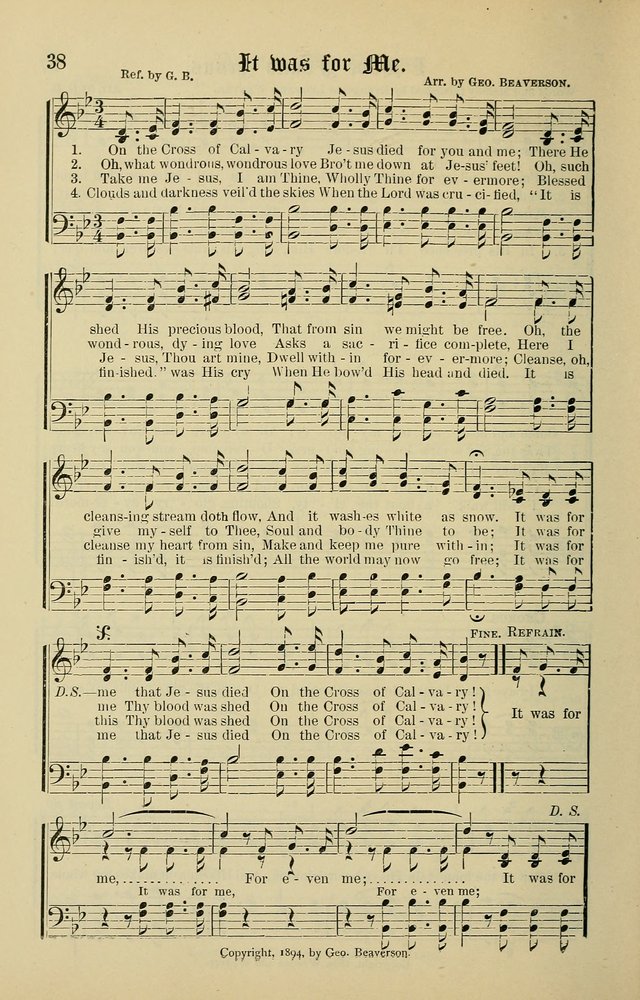 Songs of the Peacemaker: a collection of sacred songs and hymns for use in all services of the church, Sunday-school, home circle, and all kinds of evangelistic work page 38