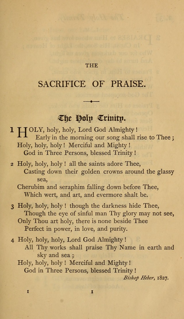 The Sacrifice of Praise. psalms, hymns, and spiritual songs designed for public worship and private devotion, with notes on the origin of hymns. page 1