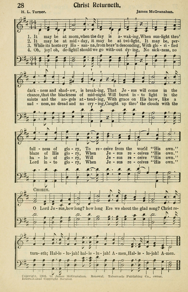 Tabernacle Hymns: No. 2 page 28