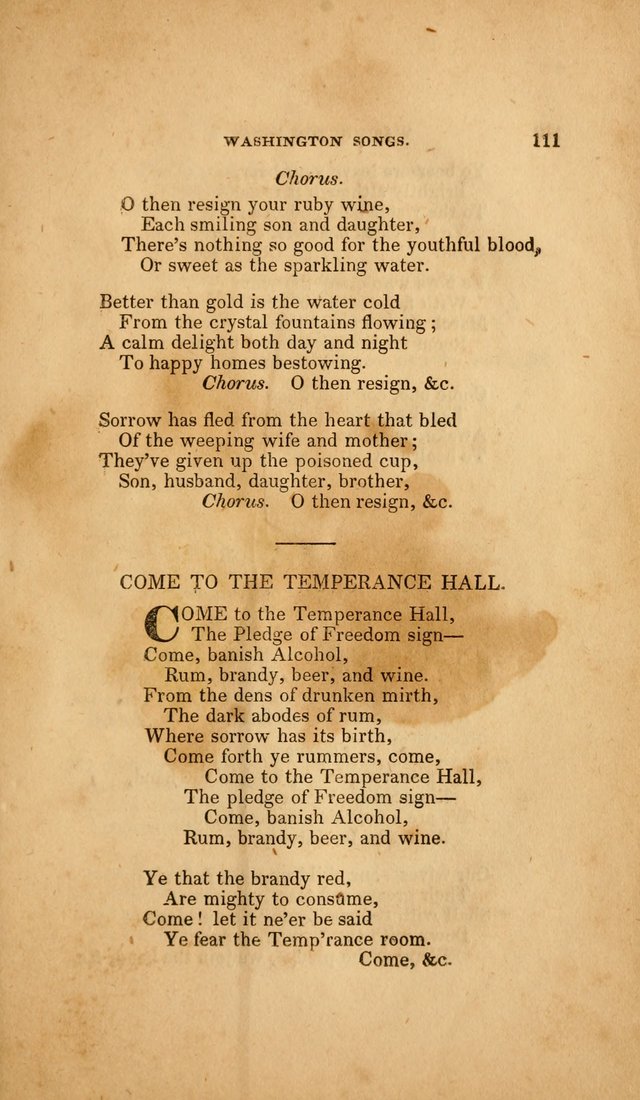 Temperance Hymn Book and Minstrel: a collection of hymns, songs and odes for temperance meetings and festivals page 111