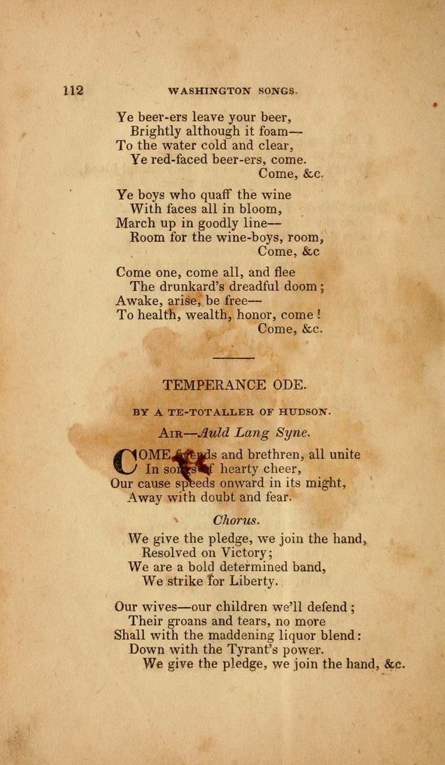 Temperance Hymn Book and Minstrel: a collection of hymns, songs and odes for temperance meetings and festivals page 112