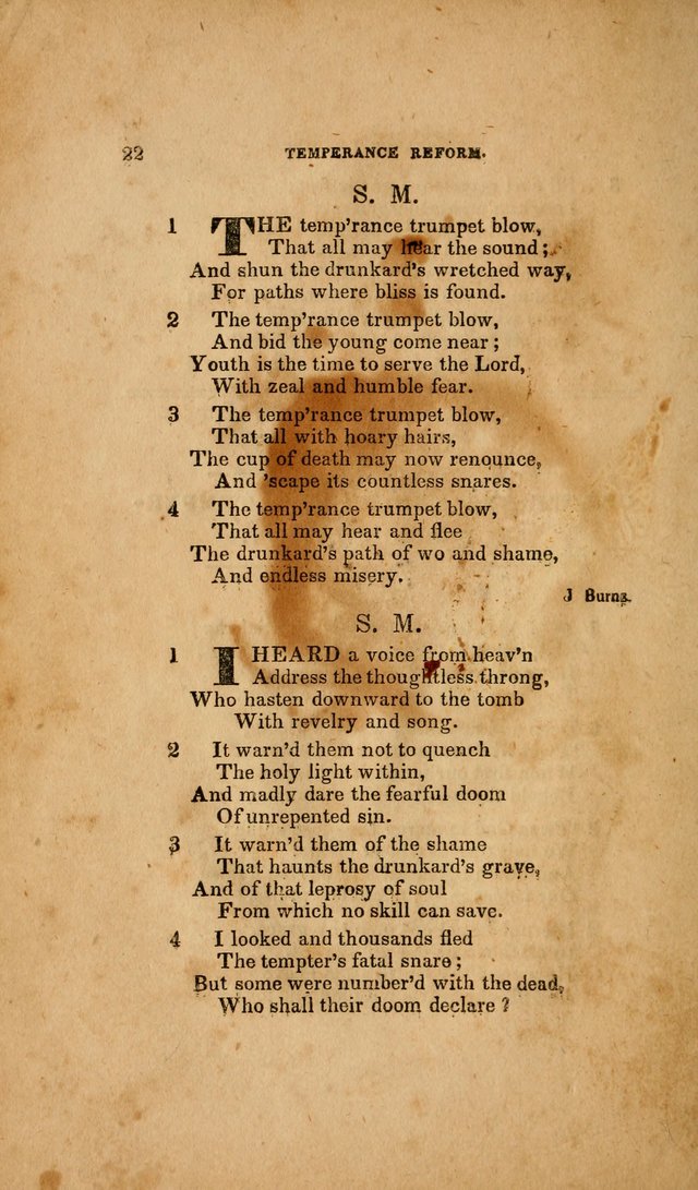 Temperance Hymn Book and Minstrel: a collection of hymns, songs and odes for temperance meetings and festivals page 22