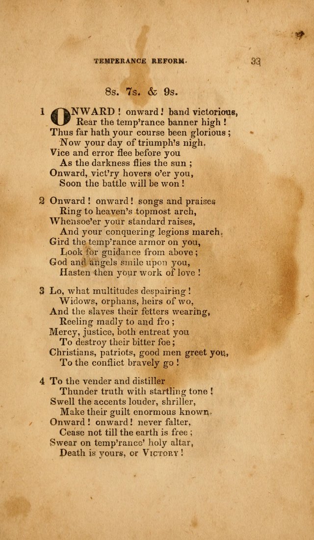 Temperance Hymn Book and Minstrel: a collection of hymns, songs and odes for temperance meetings and festivals page 33