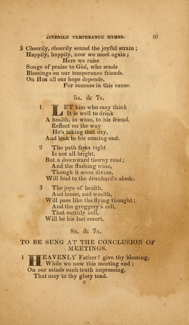 Temperance Hymn Book and Minstrel: a collection of hymns, songs and odes for temperance meetings and festivals page 61