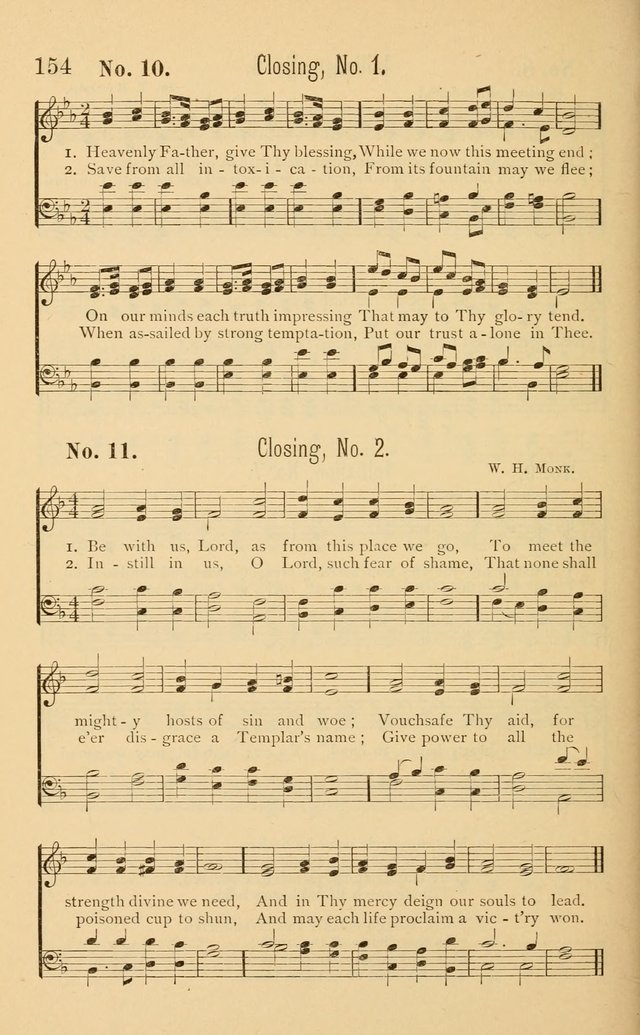 Temperance Rallying Songs: consisting of a large variety of solos, quartettes, and choruses, suited to every phase of the great temperance reformation page 154