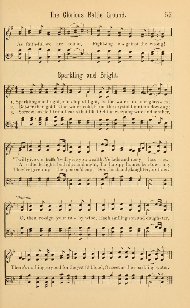 Temperance Rallying Songs: consisting of a large variety of solos, quartettes, and choruses, suited to every phase of the great temperance reformation page 57