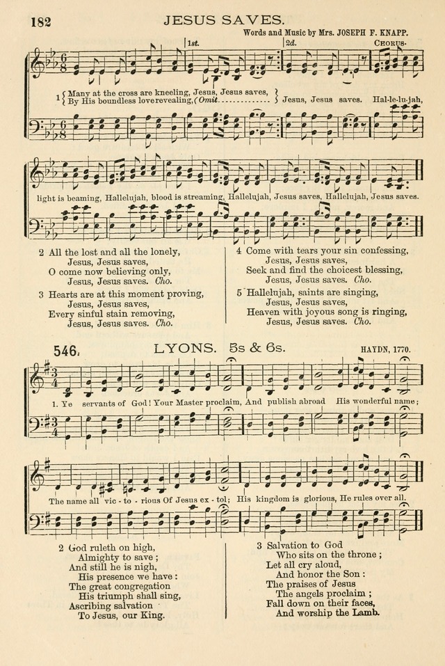 The Tribute of Praise: a collection of hymns and tunes for public and social worship, and for the use in the family circle and Sabbath school page 182