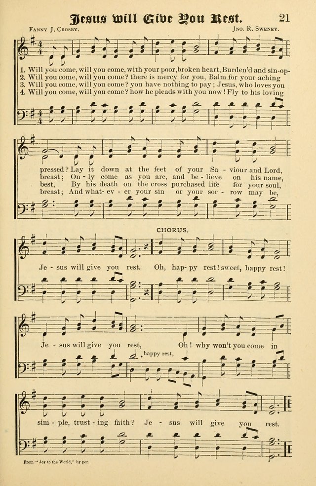 Unfading Treasures: a compilation of sacred songs and hymns, adapted for use by Sunday schools, Epworth Leagues, endeavor societies, pastors, evangelists, choristers, etc. page 21