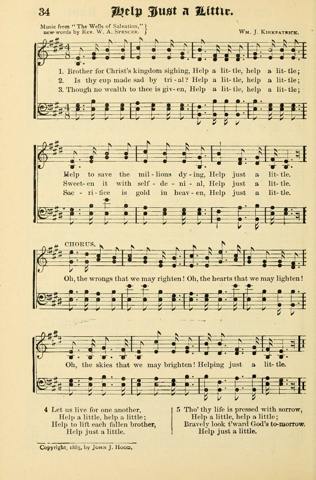 Unfading Treasures: a compilation of sacred songs and hymns, adapted for use by Sunday schools, Epworth Leagues, endeavor societies, pastors, evangelists, choristers, etc. page 34