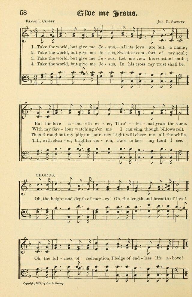 Unfading Treasures: a compilation of sacred songs and hymns, adapted for use by Sunday schools, Epworth Leagues, endeavor societies, pastors, evangelists, choristers, etc. page 58