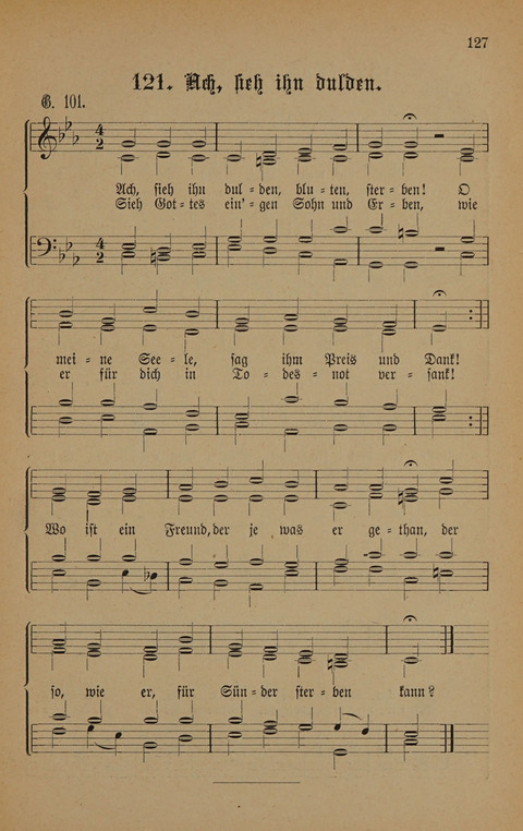 Vierstimmige Melodien: zu dem "Gesangbuch zum gottesdienstlichen und häuslichen Gebrauche in evangelischen Mennoniten-Gemeinden" (3. Auflage) page 127