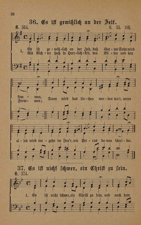 Vierstimmige Melodien: zu dem "Gesangbuch zum gottesdienstlichen und häuslichen Gebrauche in evangelischen Mennoniten-Gemeinden" (3. Auflage) page 36