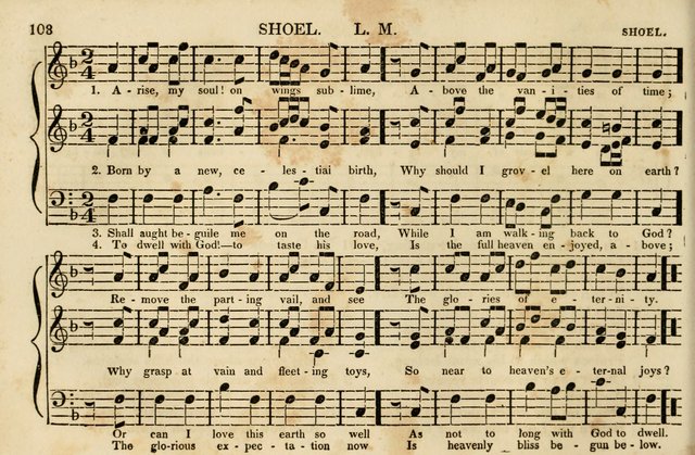 The Vestry Singing Book: being a selection of the most popular and approved tunes and hymns now extant, designed for social and religious meetings, family devotion, singing schools, etc. page 108