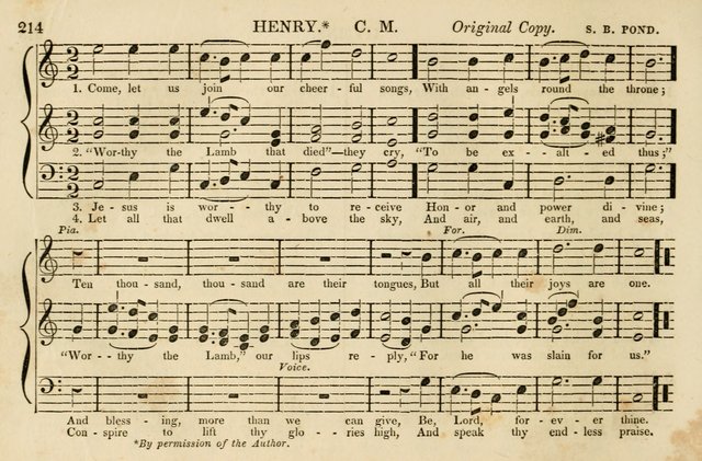 The Vestry Singing Book: being a selection of the most popular and approved tunes and hymns now extant, designed for social and religious meetings, family devotion, singing schools, etc. page 216