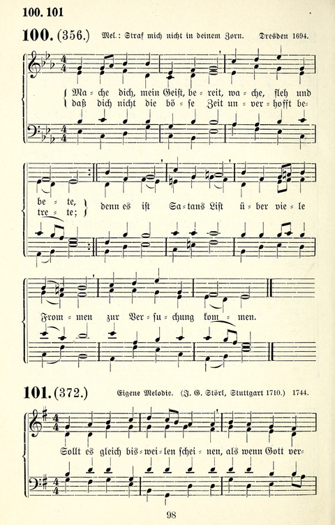 Vierstimmige Melodien für das Gesangbuch: zum gottesdienstlichen und häuslichen Gebrauch in Evangelischen Mennoniten-Gemeinden page 98