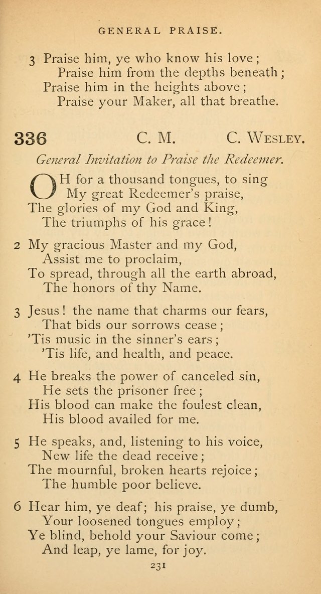 The Voice of Praise: a collection of hymns for the use of the Methodist Church page 231