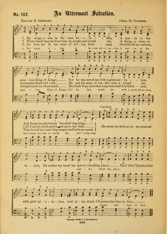The Voice of Praise: a compilation of the very best sacred songs for use in Sunday Schools and praise services page 102