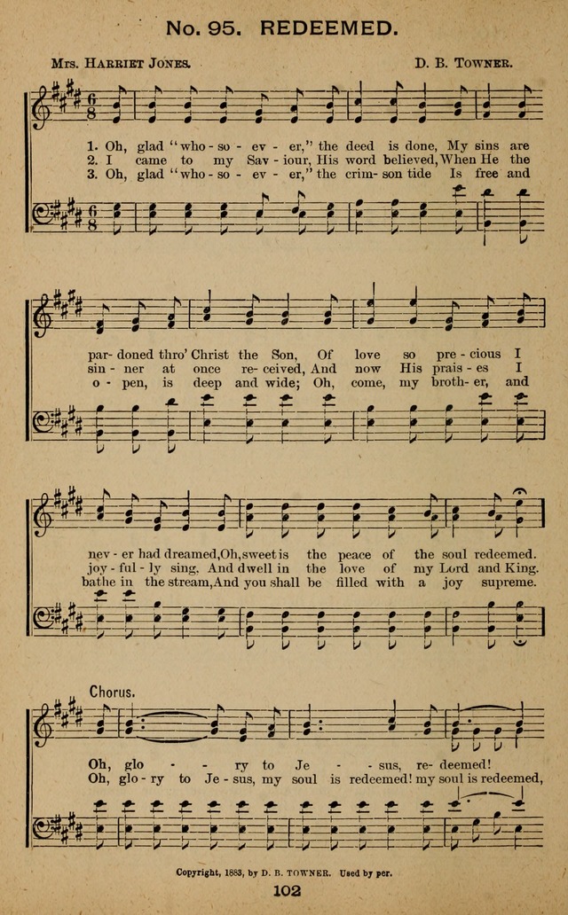 Windows of Heaven: hymns new and old for the church, Sunday school and home used by Rev. H.M. Wharton in evangelistic work page 102