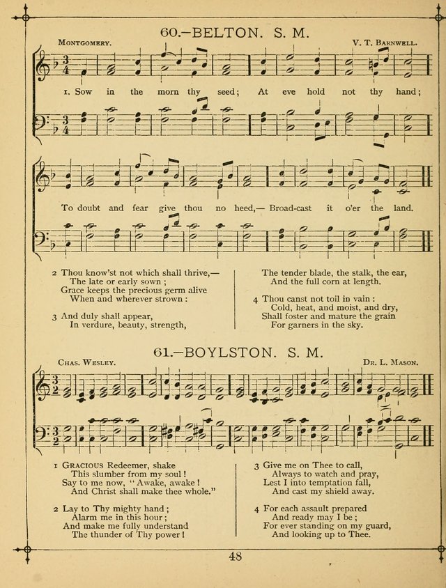 The Wreath of Gems: or strictly favorite songs and tunes for the Sunday School, and for general use in public and social worship page 48