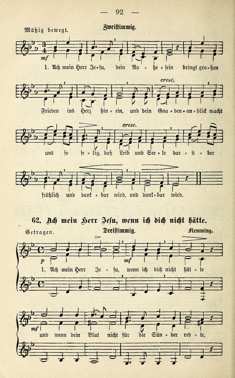 Zwei- und dreistimmige geistliche Lieder und Choräle: zum Gebrauch der Schwestern des Stuttgarter Diakonissenhauses, der Jungfrauen- und ähnlicher Vereine (2. Auflage) page 92