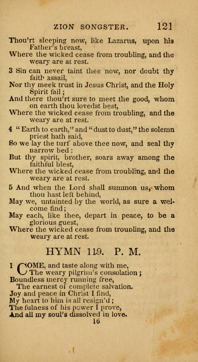 The Zion Songster: a Collection of Hymns and Spiritual Songs, generally sung at camp and prayer meetings, and in revivals of religion  (Rev. & corr.) page 124