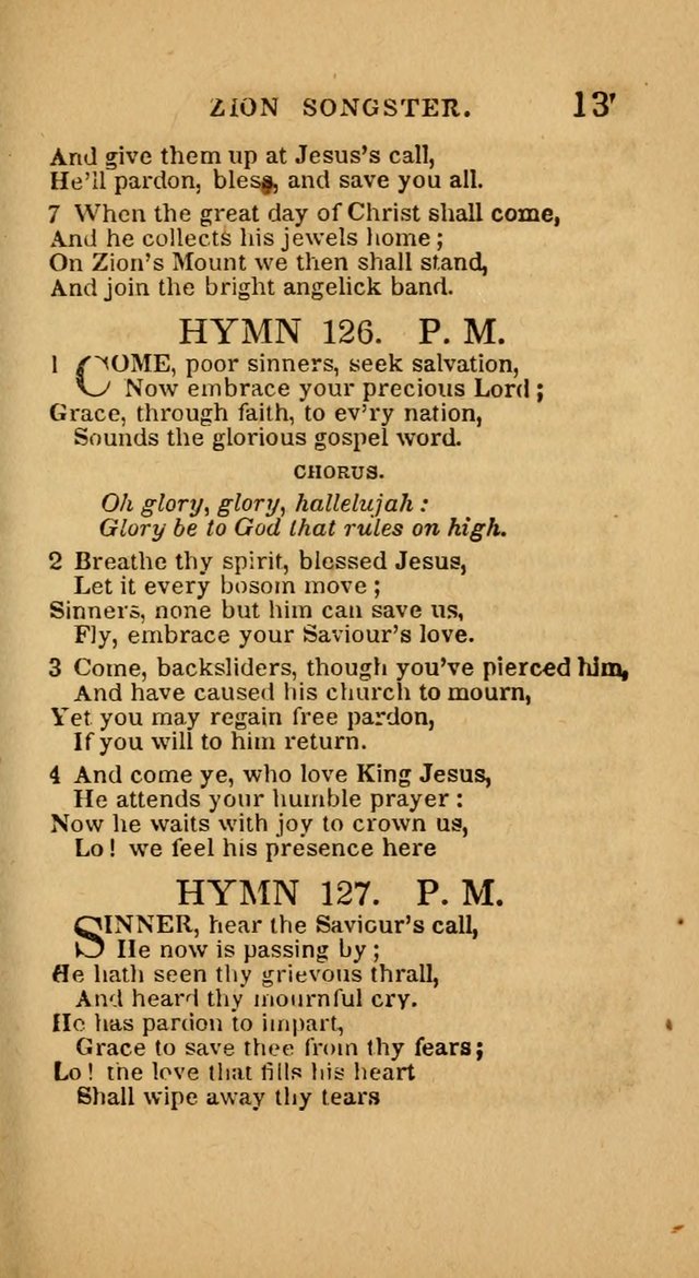 The Zion Songster: a Collection of Hymns and Spiritual Songs, generally sung at camp and prayer meetings, and in revivals of religion  (Rev. & corr.) page 134
