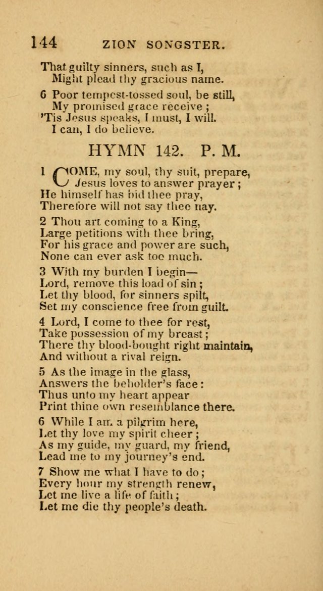 The Zion Songster: a Collection of Hymns and Spiritual Songs, generally sung at camp and prayer meetings, and in revivals of religion  (Rev. & corr.) page 147