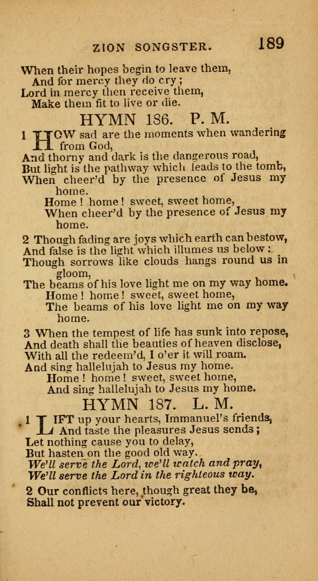 The Zion Songster: a Collection of Hymns and Spiritual Songs, generally sung at camp and prayer meetings, and in revivals of religion  (Rev. & corr.) page 192
