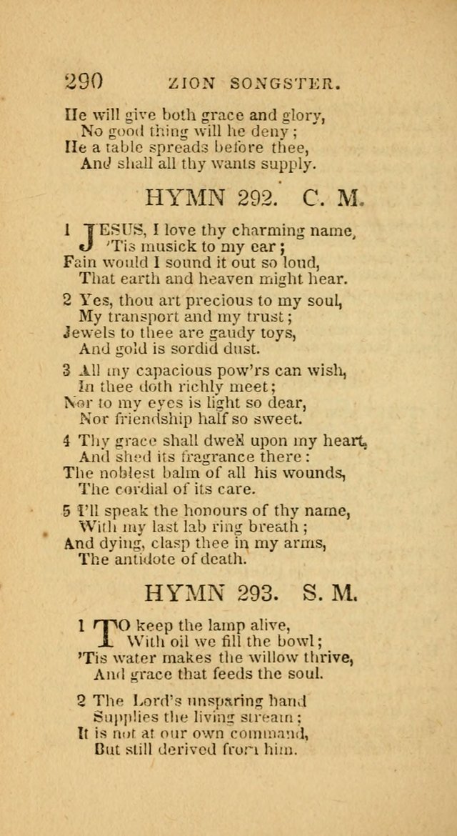 The Zion Songster: a Collection of Hymns and Spiritual Songs, generally sung at camp and prayer meetings, and in revivals of religion  (Rev. & corr.) page 293