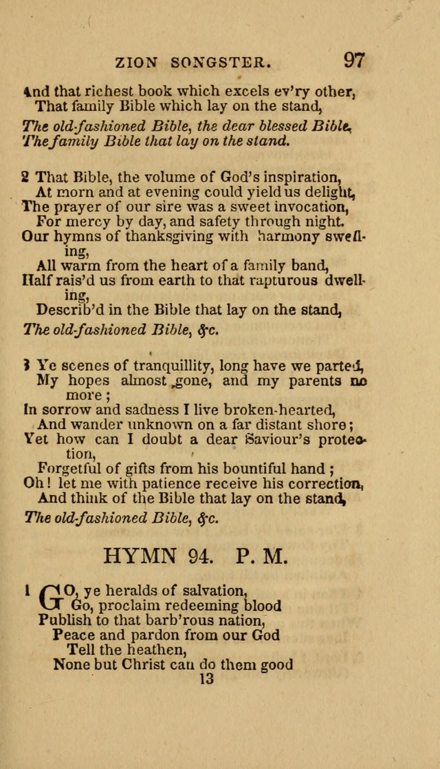 The Zion Songster: a Collection of Hymns and Spiritual Songs, Generally Sung at Camp and Prayer Meetings, and in Revivals or Religion  (95th ed.) page 104