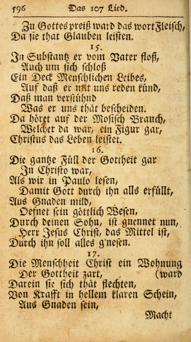 Ausbund, das ist Etliche Schöne Christliche Lieder wie sie in dem Gefängnüss zu Bassau in dem Schloß von den Schweitzer-Brüdern, und von anderen rechtgläubigen Christen hin und her gedichtet worden... page 596