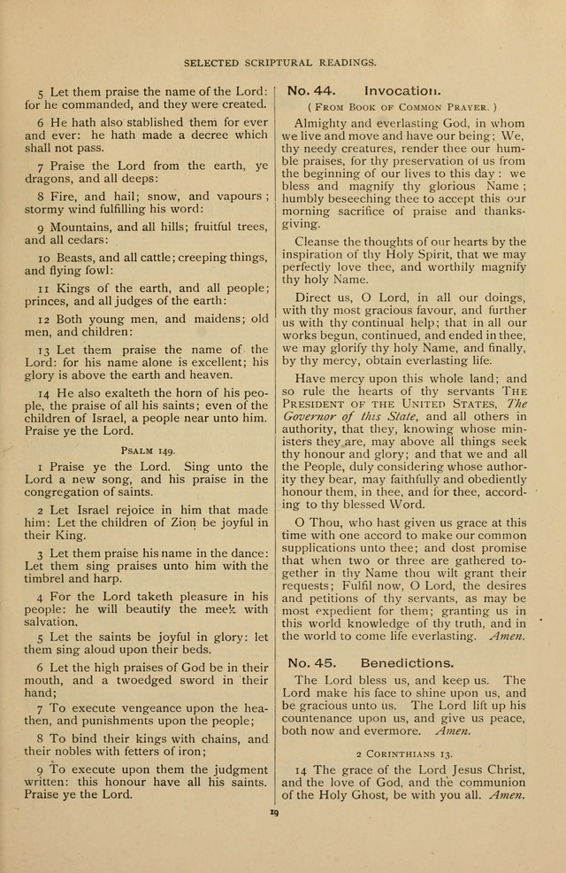 The Assembly Hymn and Song Collection: designed for use in chapel, assembly, convocation, or general exercises of schools, normals, colleges and universities. (3rd ed.) page 19
