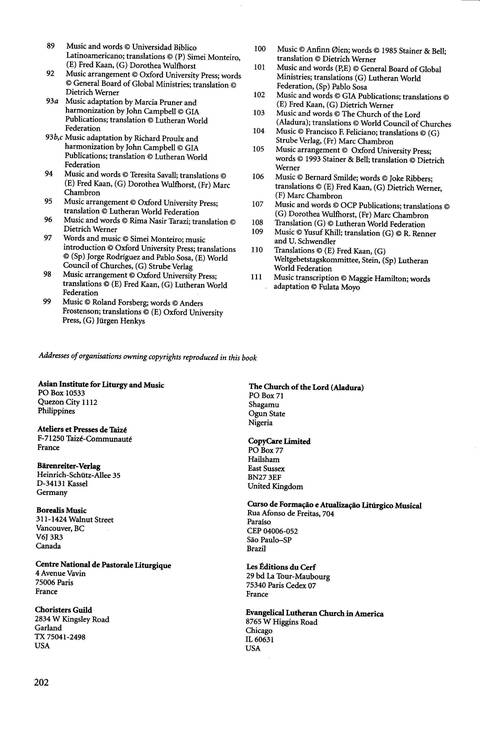 Agape: songs of hope and reconciliation page 201