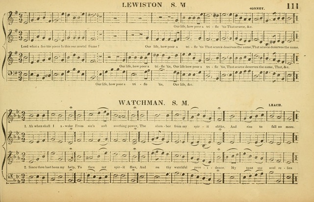 The American Vocalist: a selection of tunes, anthems, sentences, and hymns, old and new: designed for the church, the vestry, or the parlor; adapted to every variety of metre in common use. (Rev. ed.) page 111