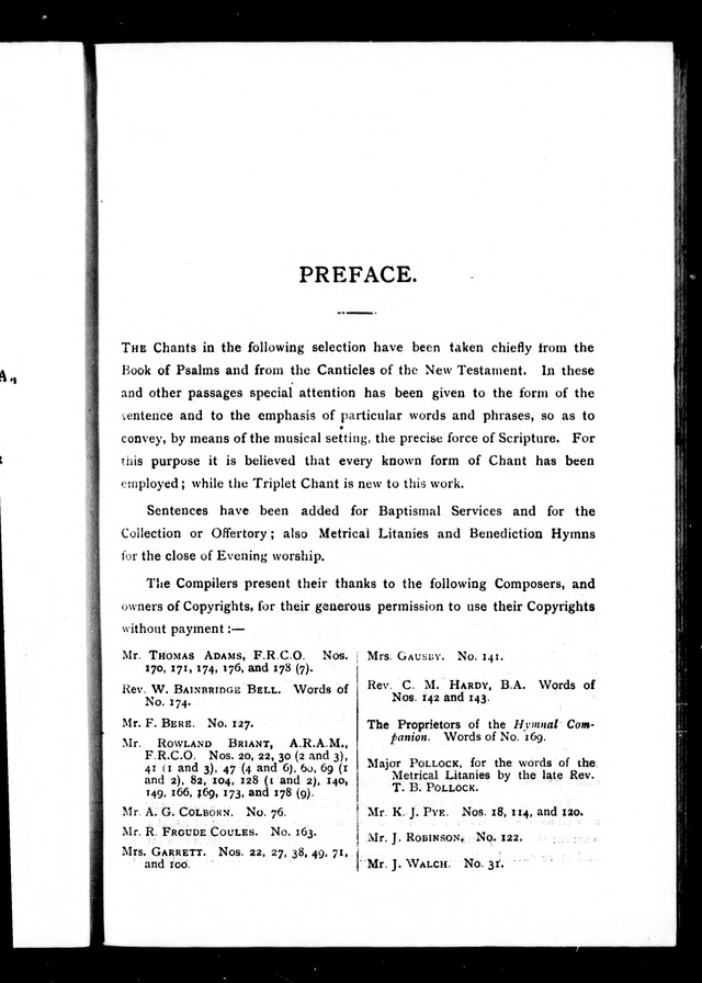 The Baptist Church Hymnal: chants and anthems with music page ii
