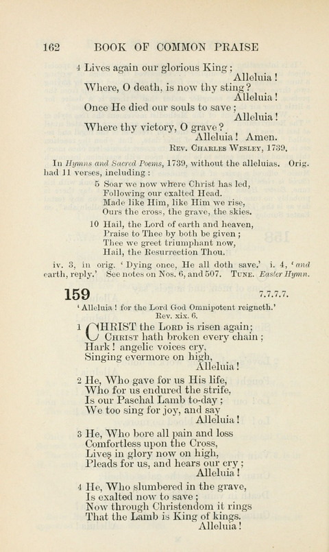 The Book of Common Praise: being the Hymn Book of the Church of England in Canada. Annotated edition page 162