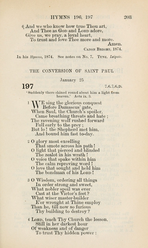 The Book of Common Praise: being the Hymn Book of the Church of England in Canada. Annotated edition page 203