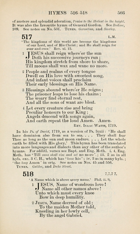 The Book of Common Praise: being the Hymn Book of the Church of England in Canada. Annotated edition page 503