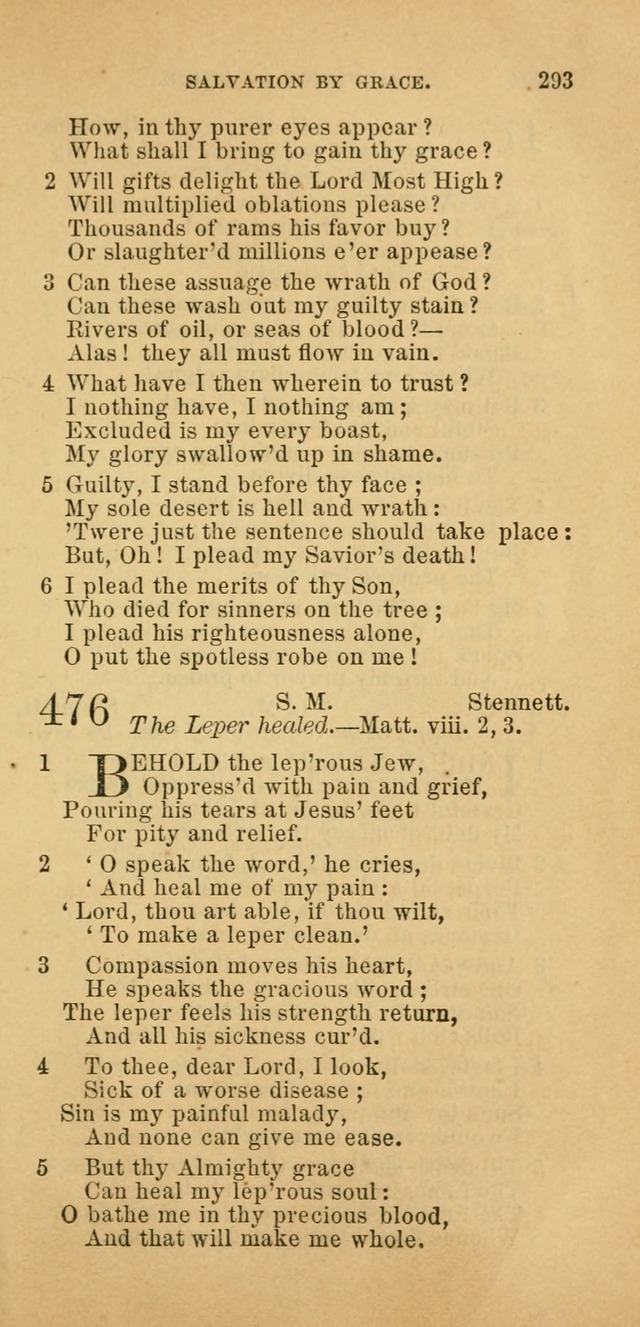 The Baptist Hymn Book: comprising a large and choice collection of psalms, hymns and spiritual songs, adapted to the faith and order of the Old School, or Primitive Baptists (2nd stereotype Ed.) page 293