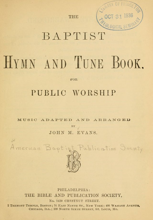 The Baptist Hymn and Tune Book for Public Worship page 1
