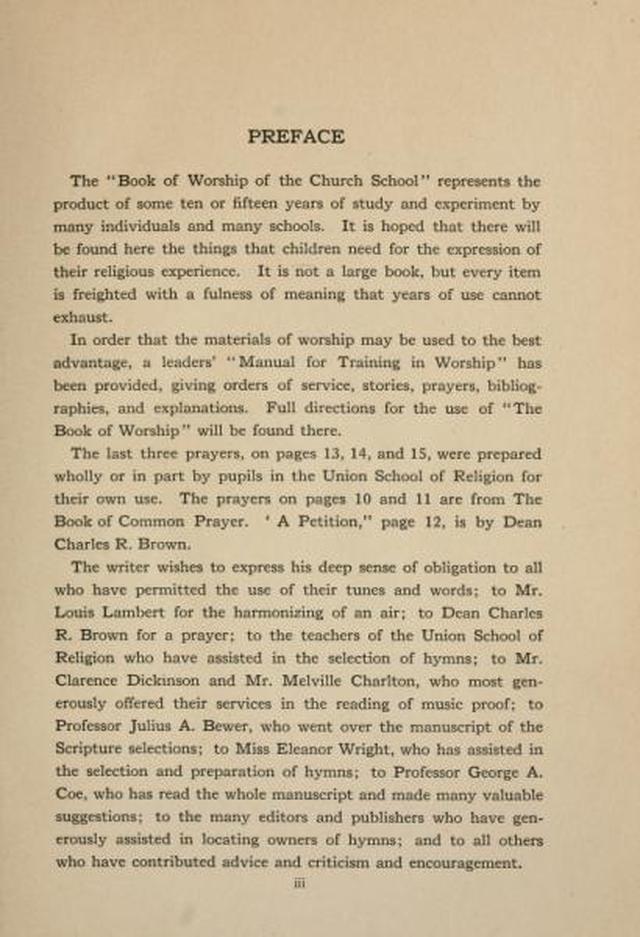 The Book of Worship of the Church School page vii