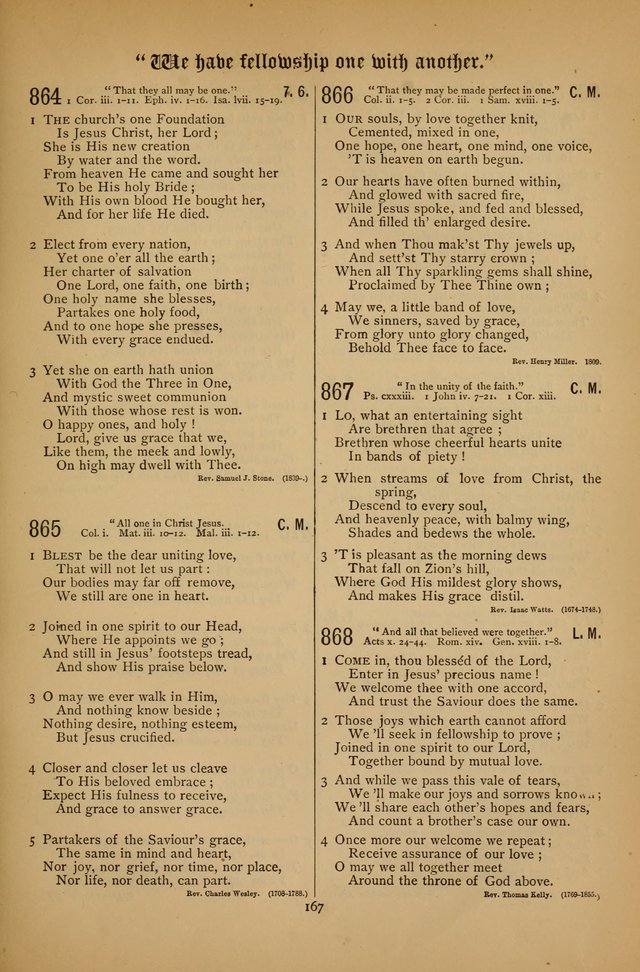 The Clifton Chapel Collection of "Psalms, Hymns, and Spiritual Songs": for public, social and family worship and private devotions at the Sanitarium, Clifton Springs, N. Y. page 167