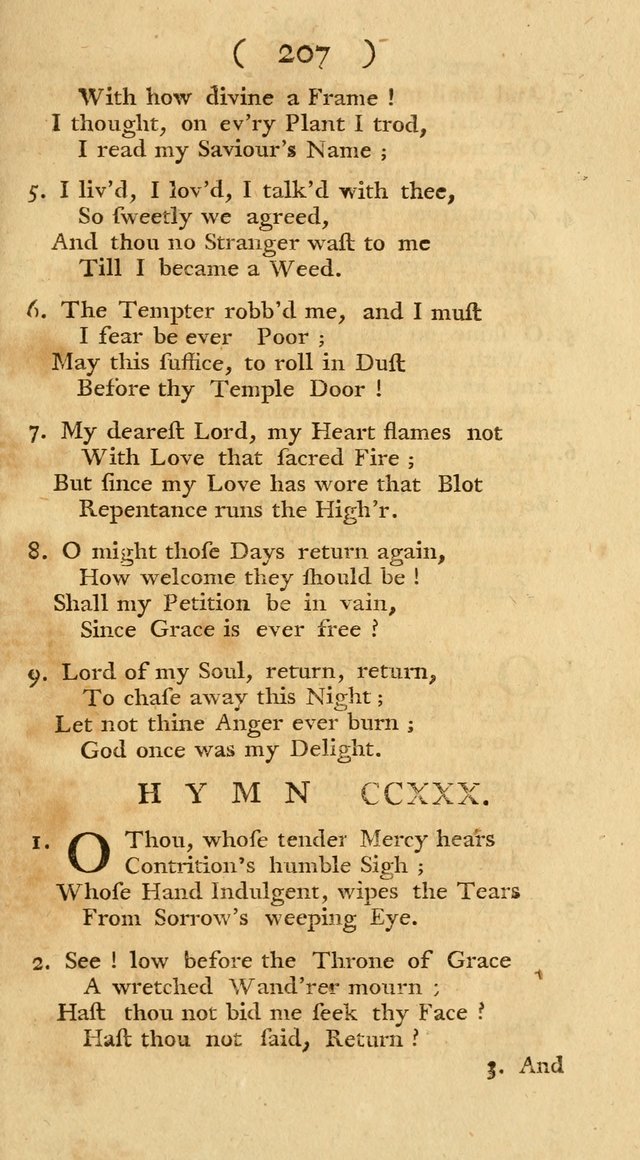 The Christians Duty, exhibited, in a series of Hymns: collected from various authors, designed for the worship of God, and for the edification of Christians (1st Ed.) page 207