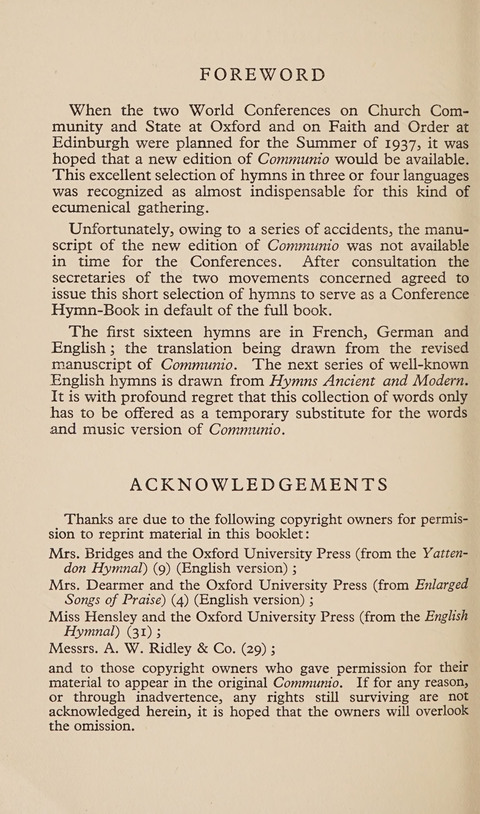 Conference Hymn Book: A selection of hymns drawn from Communio page 2