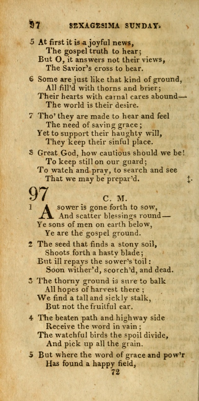 Church Hymn Book; consisting of hymns and psalms, original and selected. adapted to public worship and many other occasions. 2nd ed. page 72