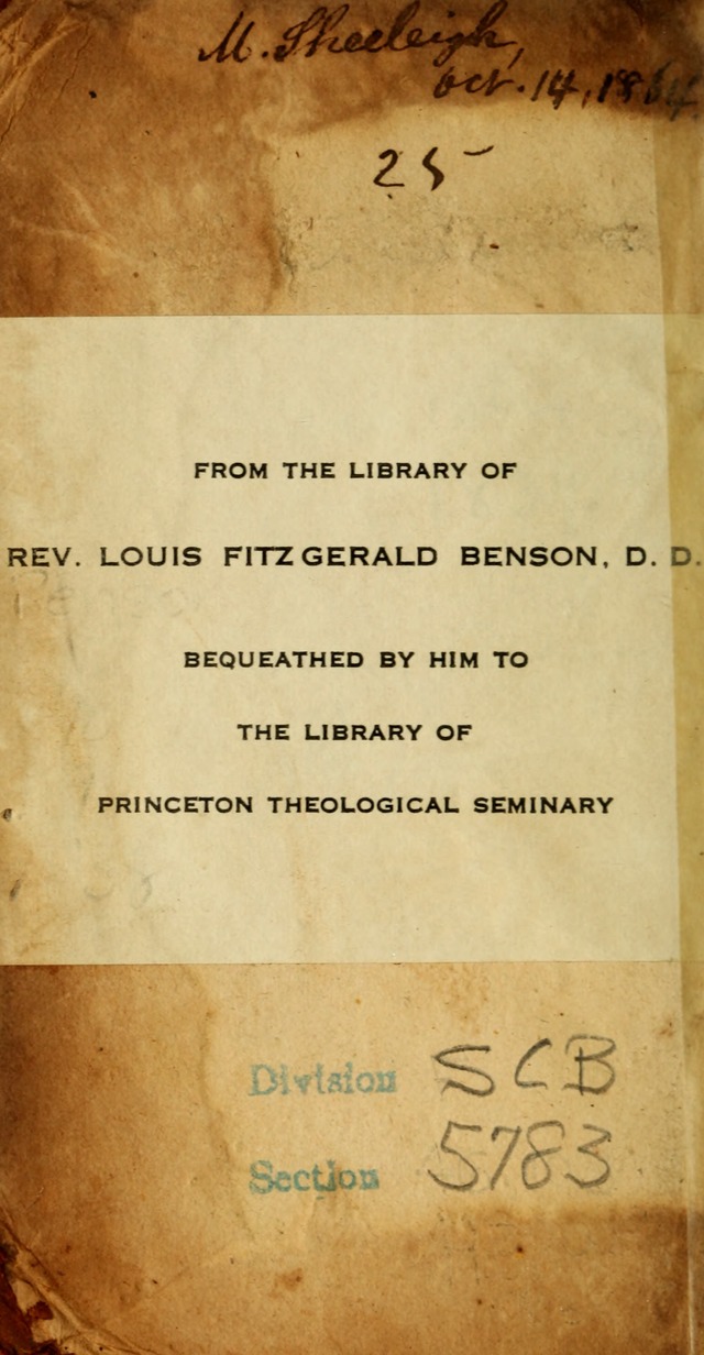 Church Hymn Book; consisting of hymns and psalms, original and selected. adapted to public worship and many other occasions. 2nd ed. page ii