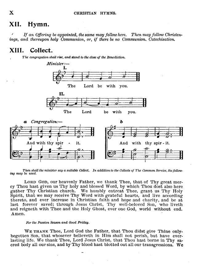 Christian Hymns: for church, school and home, with music page x