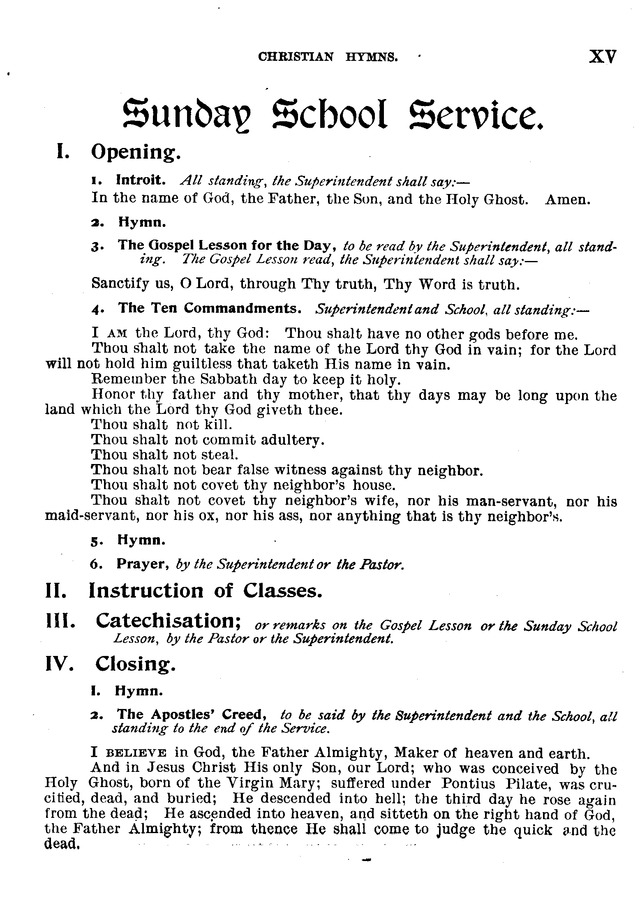 Christian Hymns: for church, school and home, with music page xv